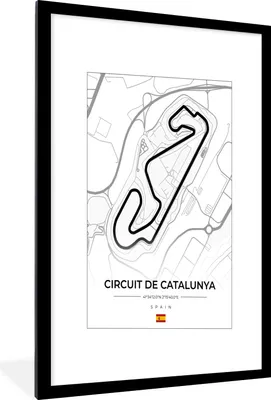 Produktbild von MuchoWow® Gerahmtes Poster F1 - Rennstrecke - Circuit de Barcelona-Catalunya - Rennstrecke - Spanien - Weiß 60x90 cm - Poster mit Schwarzem Bilderrahmen Wandposter Rahmen Foto Bilder - Dekoration - Wandposter Wohnzimmer - Hochwertig