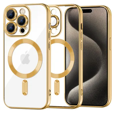 Obrázok produktu pre Techsuit Luxury Crystal MagSafe puzdro pre iPhone 15 Pro Max – zlaté (Gold)