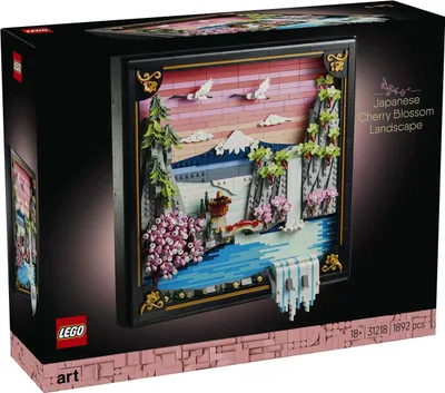 Productafbeelding van LEGO Art Japanse Kersenbloesemlandschap - Doe-het-zelf set - Bouwset voor volwassenen - 3D wanddecoratie in een lijst met de berg Fuji, kersenbloemen en een waterval - Cadeau voor mannen en vrouwen - 31218