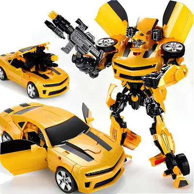 Immagine prodotto di Robot auto Auto Robót Giallo 2 in 1 42 cm giocattolo trasformabile con suoni e luci per bambini