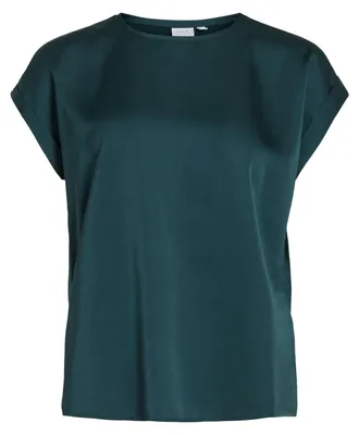 Produktbild von VILA Satin Blusen T-Shirt Kurzarm Basic Glänzendes Oberteil VIELLETTE Größe: 40