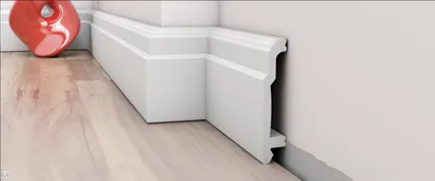 Produktbild von DEKORATIVES Sockelleiste - Fußleiste - Bodenleiste - DP9- weiß - 2 Meter - hartes Material