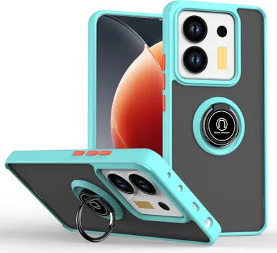 Immagine prodotto di Custodia per Xiaomi Poco M7 Pro 5G opaca traslucida in TPU con supporto ad anello e supporto Blu