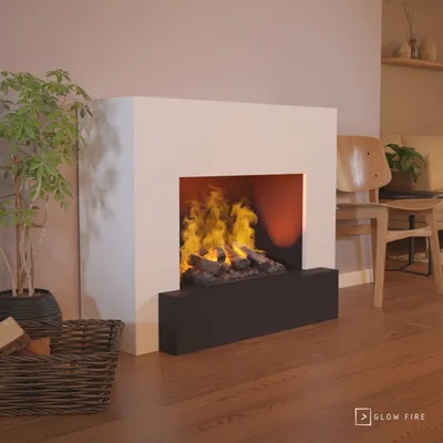 Produktbild von GLOW FIRE Elektrokamin 'Hauptmann' | Wasserdampf Kamin mit OMC 500 inkl. Holz in weiß | HxBxT: 90x110x35 cm