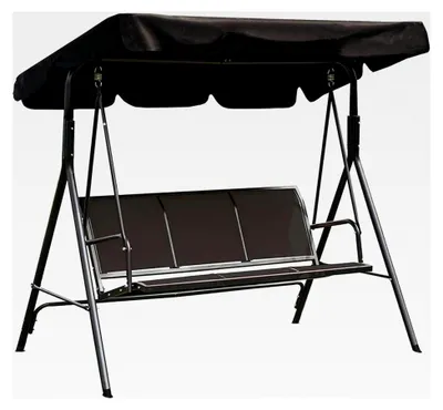Produktbild von Gartenschaukel 3-Sitzer mit abnehmbarem und verstellbarem Sonnendach Schwarz 170x110x153cm