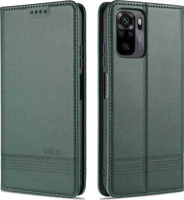 Image de LaimTop Housse en cuir pour Redmi Note 10 4G, étui à rabat Portefeuille Fermeture magnétique Support Housse de protection pour Xiaomi Redmi Note 10 4G / Note 10S Vert