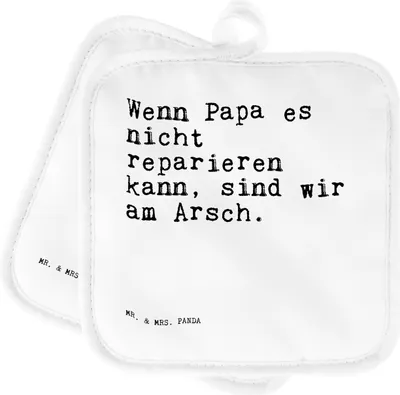 Produktbild von Mr. & Mrs. Panda Topflappen Wenn Papa es nicht... - Weiß - Geschenk, Topfuntersetzer, Ofenlappen, Vatertag, Sprüche, Vater, Topflappenset, bester, topfhalter, Männer