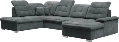 Produktbild von DOMO-HOME Ecksofa mit Schlaffunktion NICOLE – Modernes Ecksofa 345x230cm | Regulierbaren Kopfstützen | Boxspring-Funktion und Stauraum | Ideal für Wohnzimmer | Farbe dunkelgrau | Rechts