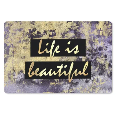 Produktbild von MuchoWow® Schreibtischunterlage Zitate - Leben - Gold 60x40 cm - XXL Mauspad - Großes Mauspad