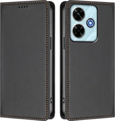 Immagine prodotto di Custodia in pelle per Xiaomi Redmi 13 4G, flip case magnetico in Finto cuoio con supporto Nero