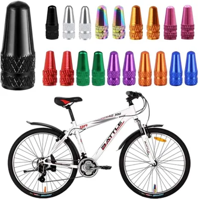 Imagen del producto de Tapas de válvula Presta, 20 unidades, de aluminio anodizado, estilo francés, a prueba de polvo, para bicicletas de montaña y