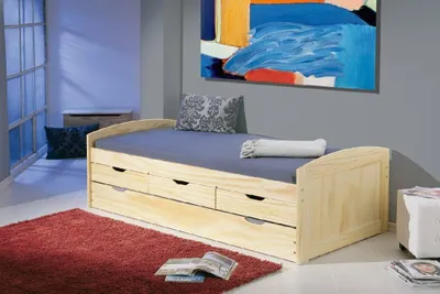 Immagine prodotto di Letto per bambini Interlink 90x200 cm, funzionale, a castello, letto per ospiti, naturale con cassetti