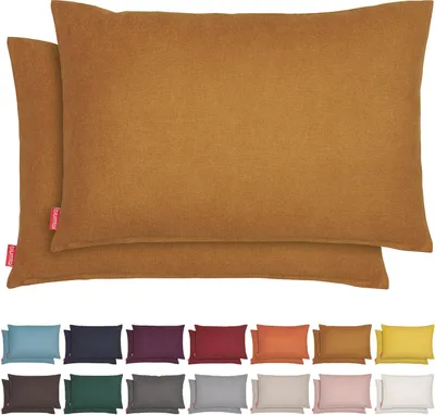 Produktbild von Blumtal 2er Set Kissenbezug 40x60 cm Chenille - Kuscheliges Sofakissen mit verstecktem Reißverschluss,  , weiches Dekokissen, Pumpkin Spice - Braun
