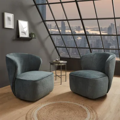 Produktbild von riess-ambiente Drehbarer Sessel GATSBY petrol Samt 360° Drehsessel mit Schaumstoff-Polsterung