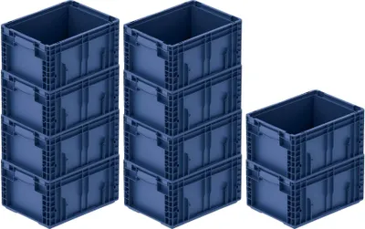 Produktbild von SparSet 10x VDA KLT Kleinladungsträger mit Verbundboden | HxBxT 21,3x30x40cm | 16,2 Liter | KLT, Transportbox, Transportbehälter, Stapelbehälter