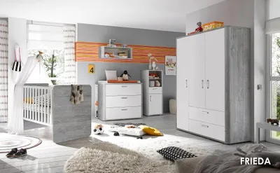 Produktbild von Babyzimmer SET Frieda 2 teilig Kinderbett und Wickelkommode