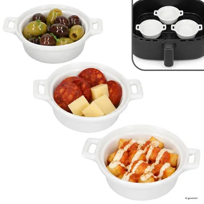 Obrázek produktu pro 3x Mini zapékací miska STABIL, objem 120 ml, kulatá, bílá, vhodná do fritézy, na gratinování, soufflé