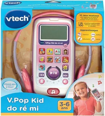 Zdjęcie produktu dla VTECH V.Pod Kid Do, Ré, Mi Różowy Odtwarzacz Muzyczny, 16 Piosenek, 17 Melodii, Słuchawki w Zestawie, 3-6 Lat