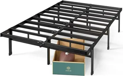 Productafbeelding van Metalen Bedframe met Opbergruimte 160x190 cm Zwart Platformbed
