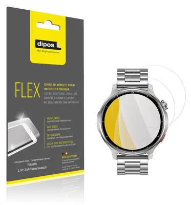 Image de 2x Film de protection d'écran pour Fitdafit 1.52 Zoll Smartwatch, recouvre 100% de l'écran, dipos Flex