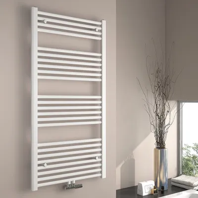Obrázek produktu pro EMKE Koupelnový radiátor Sušák na ručníky Radiátor 60x120cm Výkon 624 W Bílý koupelnový radiátor Středové připojení topení