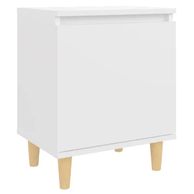 Produktbild von Nachttisch mit Massivholz-Beinen Weiß 40x30x50 cm