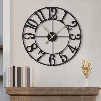 Zdjęcie produktu dla Duży zegar ścienny, model „Stille”, 47 cm, cyfry arabskie, zegar kwarcowy, zegar ścienny zasilany bateryjnie, czytelny, do salonu, sypialni, kuchni