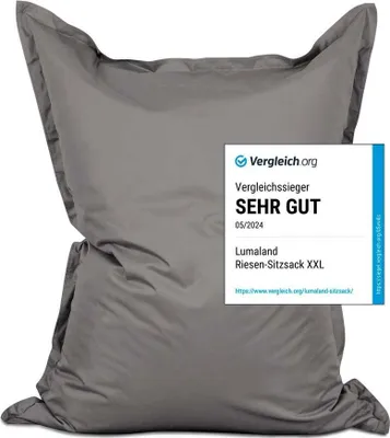 Produktbild von Lumaland Riesen-Sitzsack XXL 140x180 cm Wasserfestes Indoor & Outdoor Liegekissen über 3 Mio. anpassungsfähigen EPS-Perlen Bean Bag waschbarem Bezug