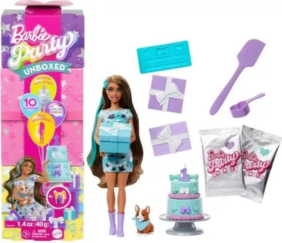 Productafbeelding van Barbie Feestset, Blauw, Speelgoed voor kinderen van 3-10 jaar, model JFG72