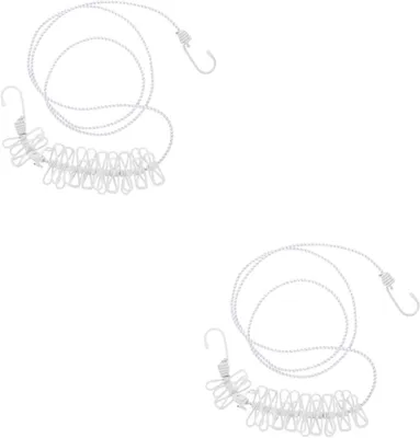 Image de Tendeur à corde - Linge - Sèche-linge - Avec crochets - 5 pièces - Blanc