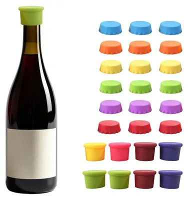 26 Silikon-Kronkorken, bunt, wiederverwendbar, für Wein & Bier