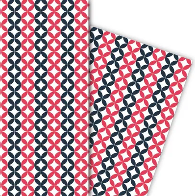 Produktbild von Modernes grafisches Geschenkpapier mit Kreis Muster, rot schwarz - G5137, 32 x 48cm