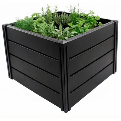 Produktbild von NYVI Hochbeet NYVIGreen M 82x82x61cm 336 Liter - Kunststoff Kräuterbeet für Garten, Terrasse, Balkon - Wetterfest, UV-resistent, Rostfrei, Langlebig - Einfache Steckmontage & Erweiterbarkeit