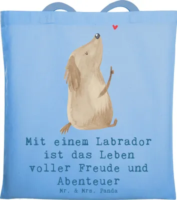 Produktbild von Mr. & Mrs. Panda Beutel Labradorleben - Sky Blue - Geschenk, liebevoller Hund, Freude, verspielter, Hunderasse, Labrador, Shopping Tasche, Hunderassen Vielfalt, Tote Bag