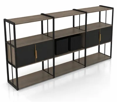Immagine prodotto di Libreria a design, stile industriale, scaffale in metallo e legno, ideale per l'ufficio