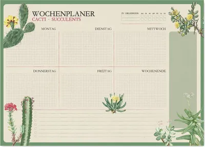 Produktbild von a3 Wochenplaner Block botanical Kakteen aleman kokonote