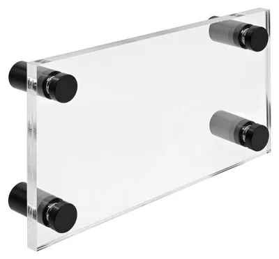 Produktbild von Firmenschild Namensschild Acrylglas 99x210 mm – inkl. 4 Alu-Abstandshalter 13x19 mm, Schwarz, Türschild