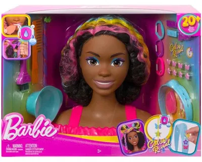 Image de Tête à coiffer métisse noire barbie mèches arc en ciel 22 pièces - color reveal - mattel