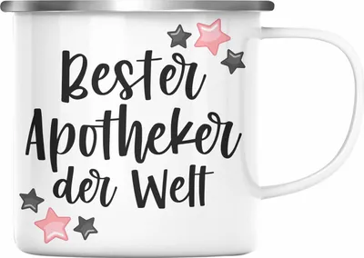 Produktbild von Trendation - Apotheker Geschenk Emaille Tasse Emaille Emaille Tasse Emaille Emaille Tasse Bester Apotheker Pharmazeut Arzneikundiger (Silber)