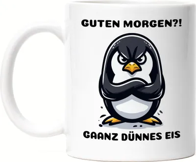 Produktbild von Guten Morgen Ganz dünnes Eis Tasse Weiß Home Office Humor Morgenmuffel
