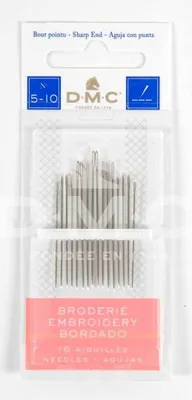 Produktbild von DMC Sticknadel, spitze Spitze, 16 Stück, verschiedene Größen 5–10