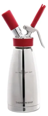 Schlagsahne-Dispenser 500 ml, Edelstahl, Silber & Rot