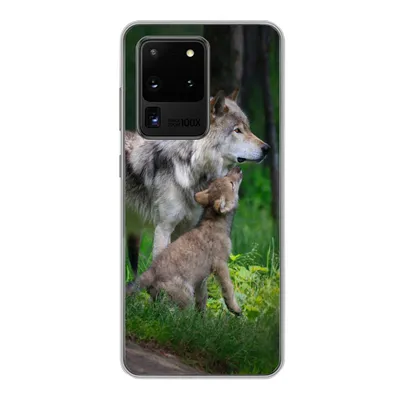Produktbild von MuchoWow® Handyhülle Schutzhülle Hülle für Samsung Galaxy S20 Ultra Wolf - Baby - Wald Silikon Softcase Handy Hülle - Karteninhaber