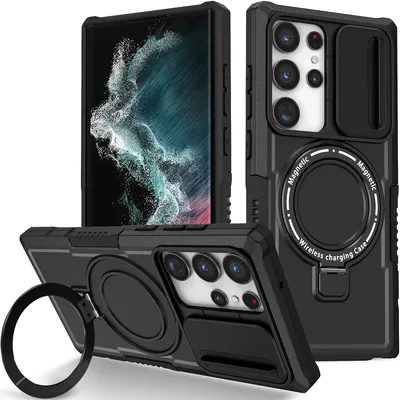 Obrázek produktu pro Pouzdro pro Samsung Galaxy S22 Ultra 5G, kompatibilní s MagSafe, nárazuvzdorné, odolné proti poškrábání, průhledné pouzdro černé