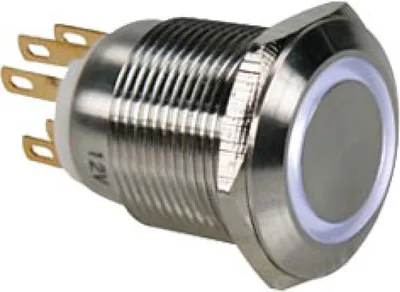Produktbild von DRUCKTASTER - EDELSTAHL - SPDT 1NO 1NC - WEIE RINGBELEUCHTUNG - 19 mm