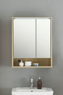 Immagine prodotto di Armadietto a specchio da bagno >Vassili< in finitura rovere Artisan