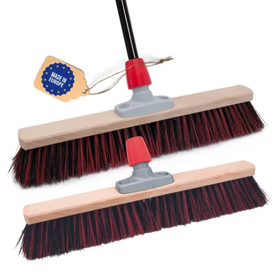 Produktbild von Novaliv 2x Straßenbesen 50 cm mit Stiel draußen Arenga-Elaston Borsten Ideal als Besen draußen Gartenbesen harte borsten mit Stiel Hofbesen Stallbesen Kehrbesen Industriebesen Outdoor broom