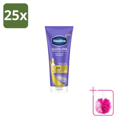 Productafbeelding van 25 x Vaseline Gluta-Hya Serum Burst Lotion, nachtcrème voor een stralende huid, 200 ml - Voordeelverpakking - 25 stuks