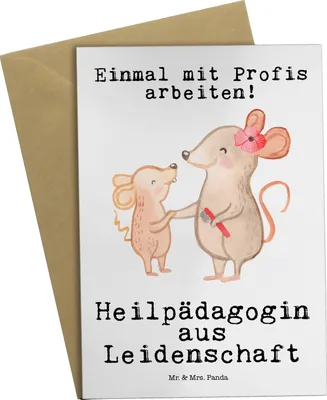 Produktbild von Mr. & Mrs. Panda Grußkarte Heilpädagogin Leidenschaft - Weiß - Geschenk, einladungskarten, Grußkarten, Witzig, Studium, Spruch, weihnachtskarten, Lustig, Ausbildung