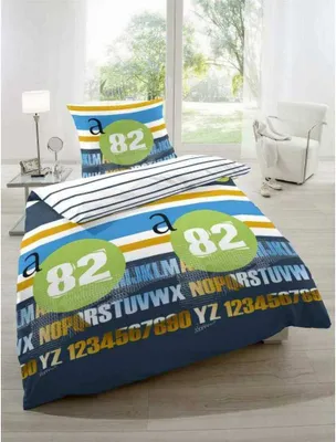 Produktbild von Magita Renforcé Wendebettwäsche Weiß Blau Streifen 100% Baumwolle Reißverschluss Bettbezug Kissenbezug Wendeoptik Bettgarnitur 155x220 cm